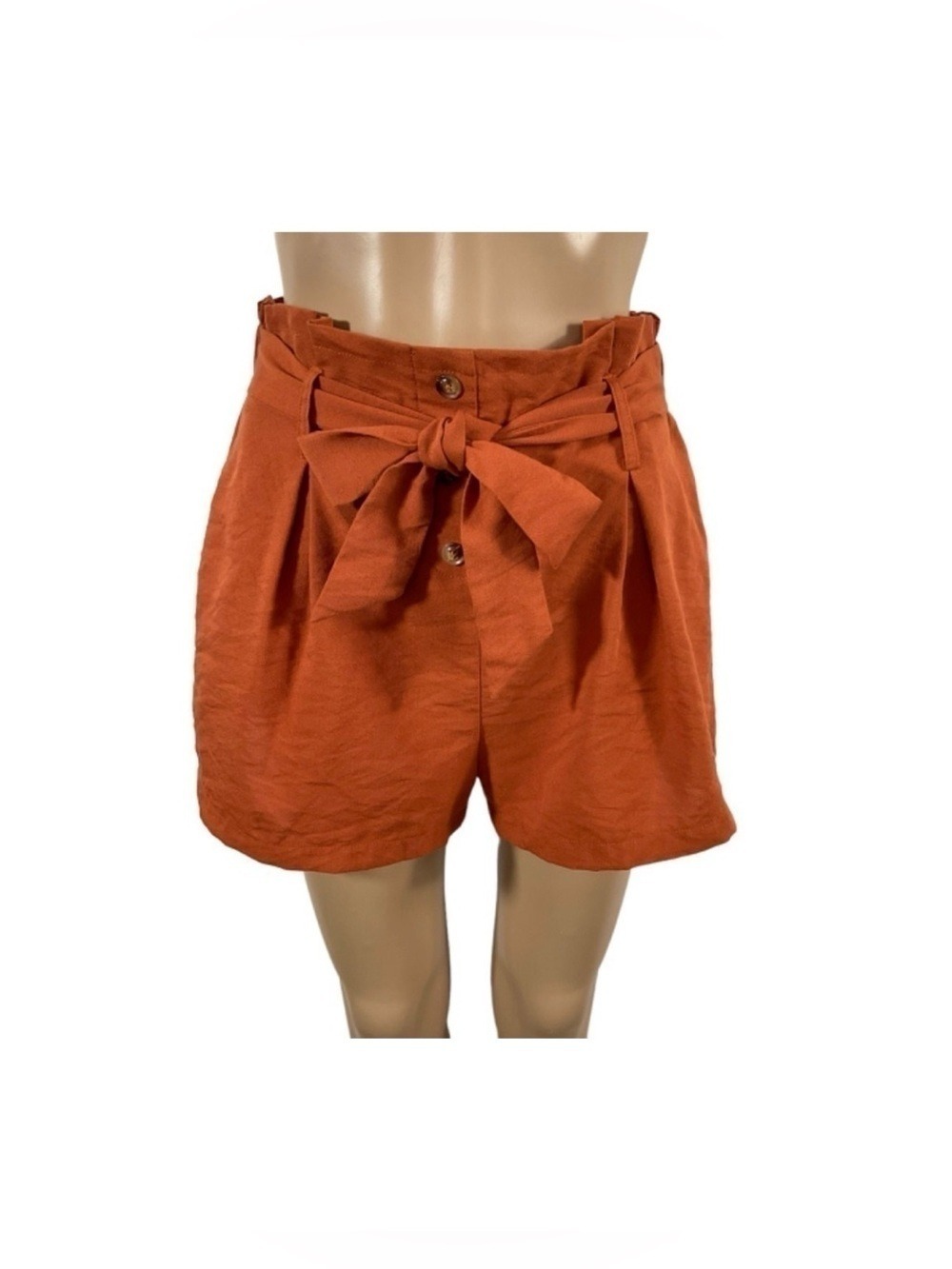 Peach paperbag short Women’s Tie shorts size Large  rust orange